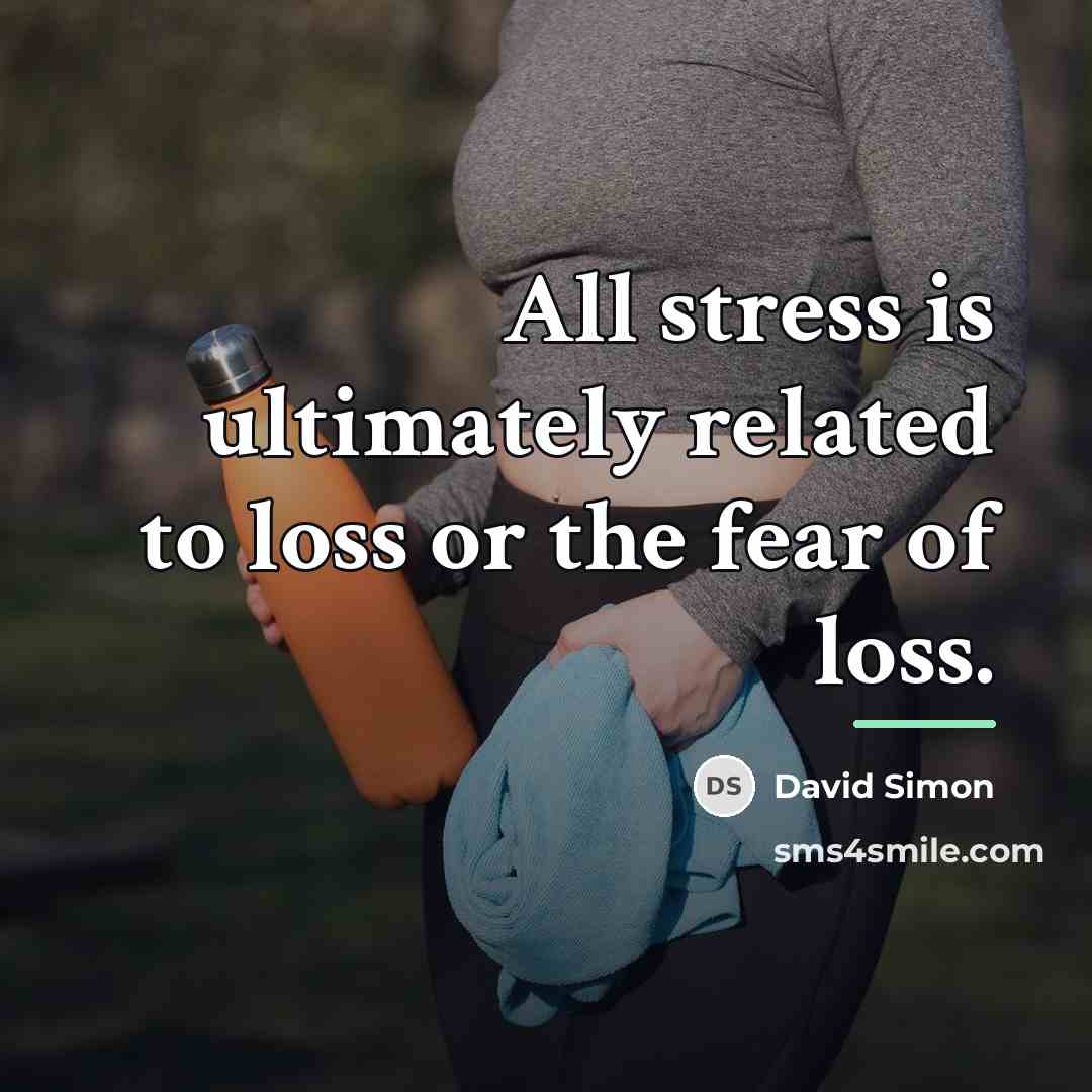 “All stress is ultimately related to loss or the fear…” quote by David Simon