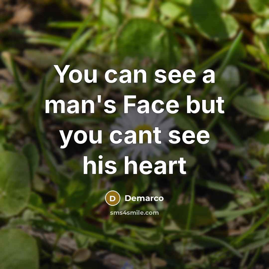 “You can see a man's Face but you cant see…” quote by Demarco