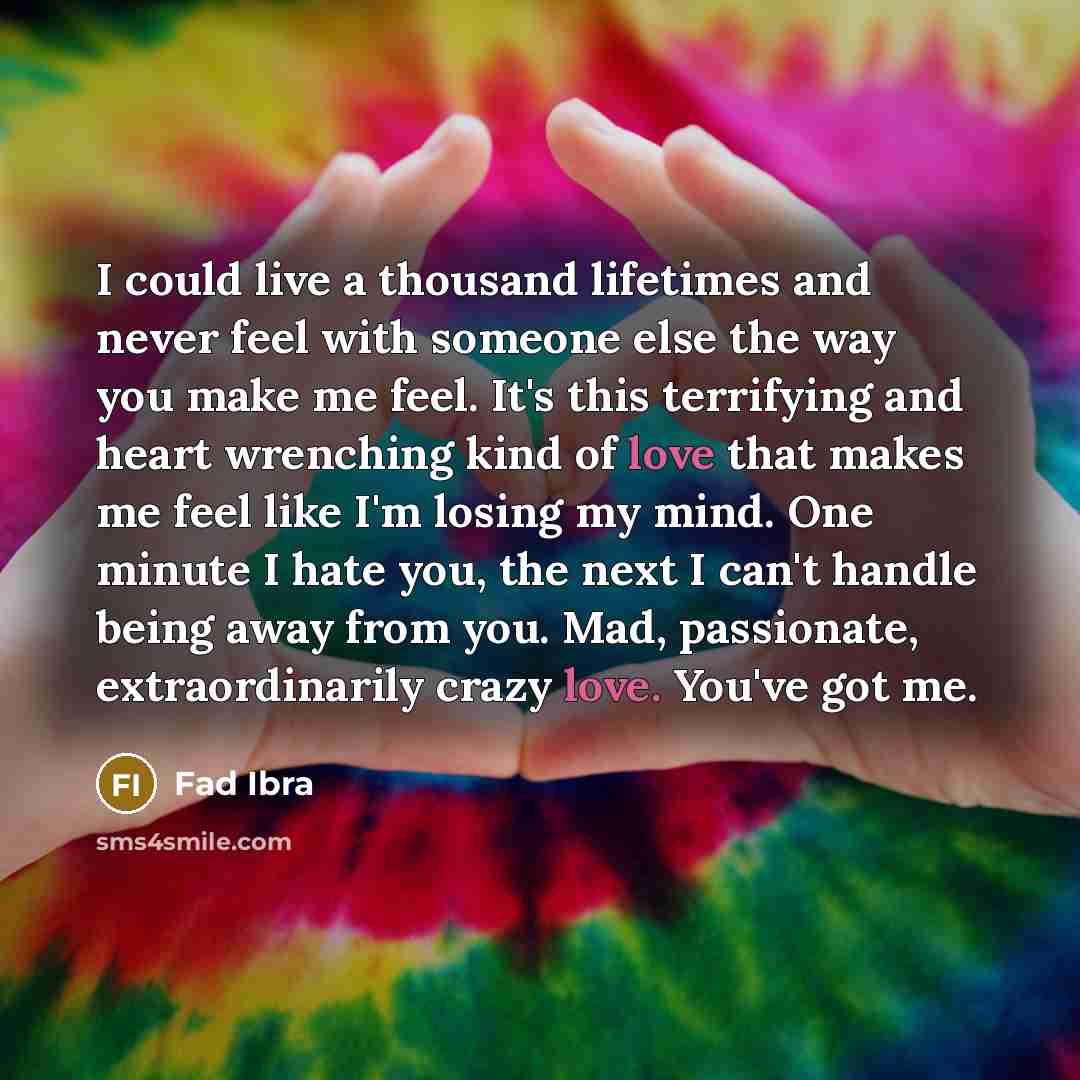 “I could live a thousand lifetimes and never feel with…” quote by Fad Ibra