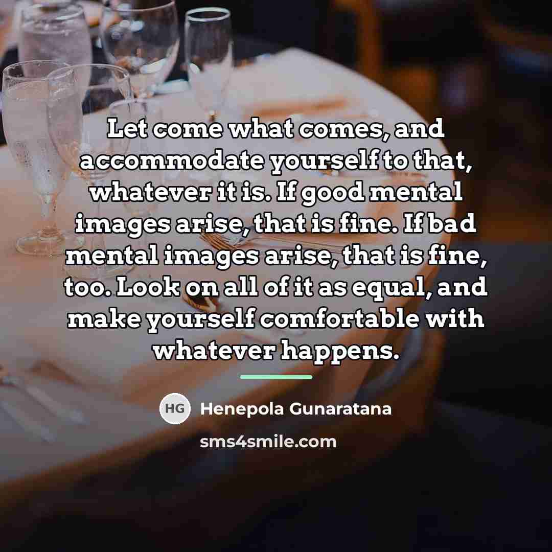 “Let come what comes, and accommodate yourself to that, whatever…” quote by Henepola Gunaratana