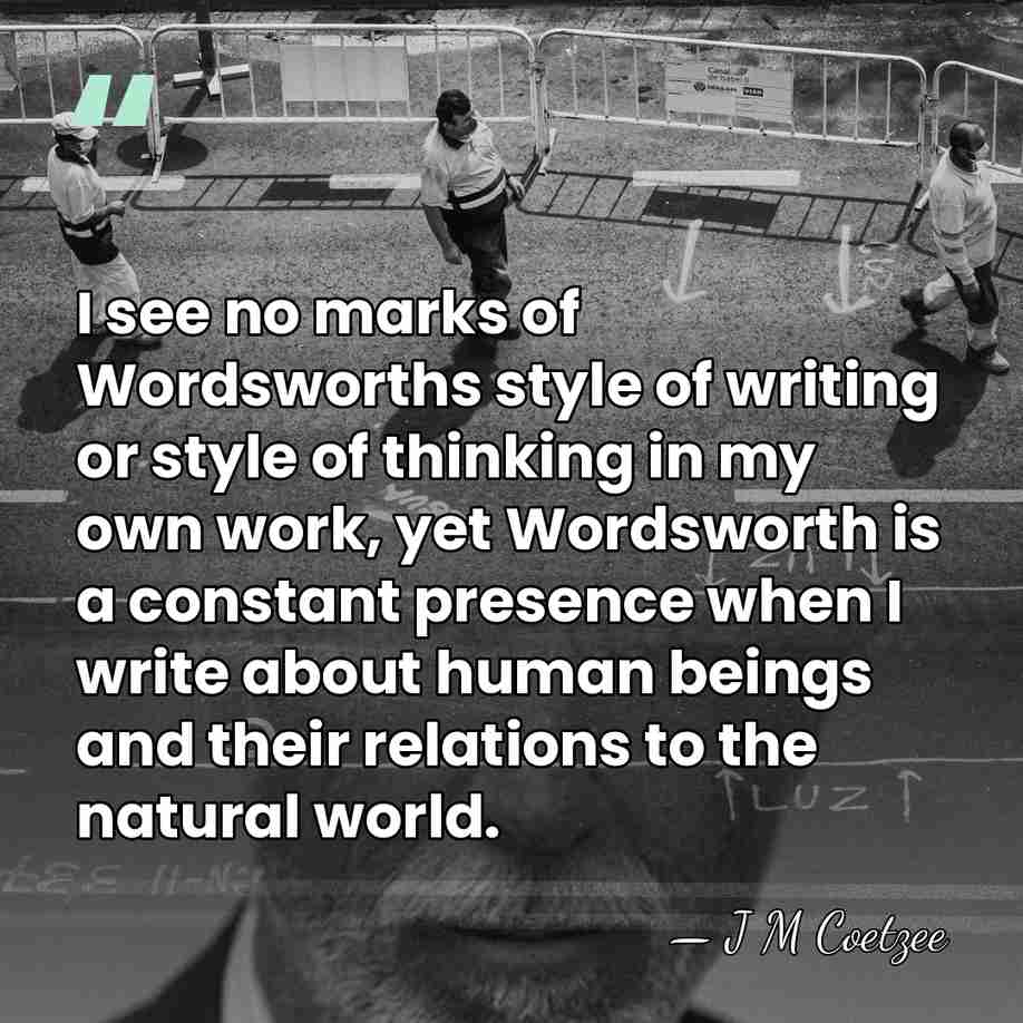 I see no marks of Wordsworths style of writing or style of&hellip; - J M Coetzee