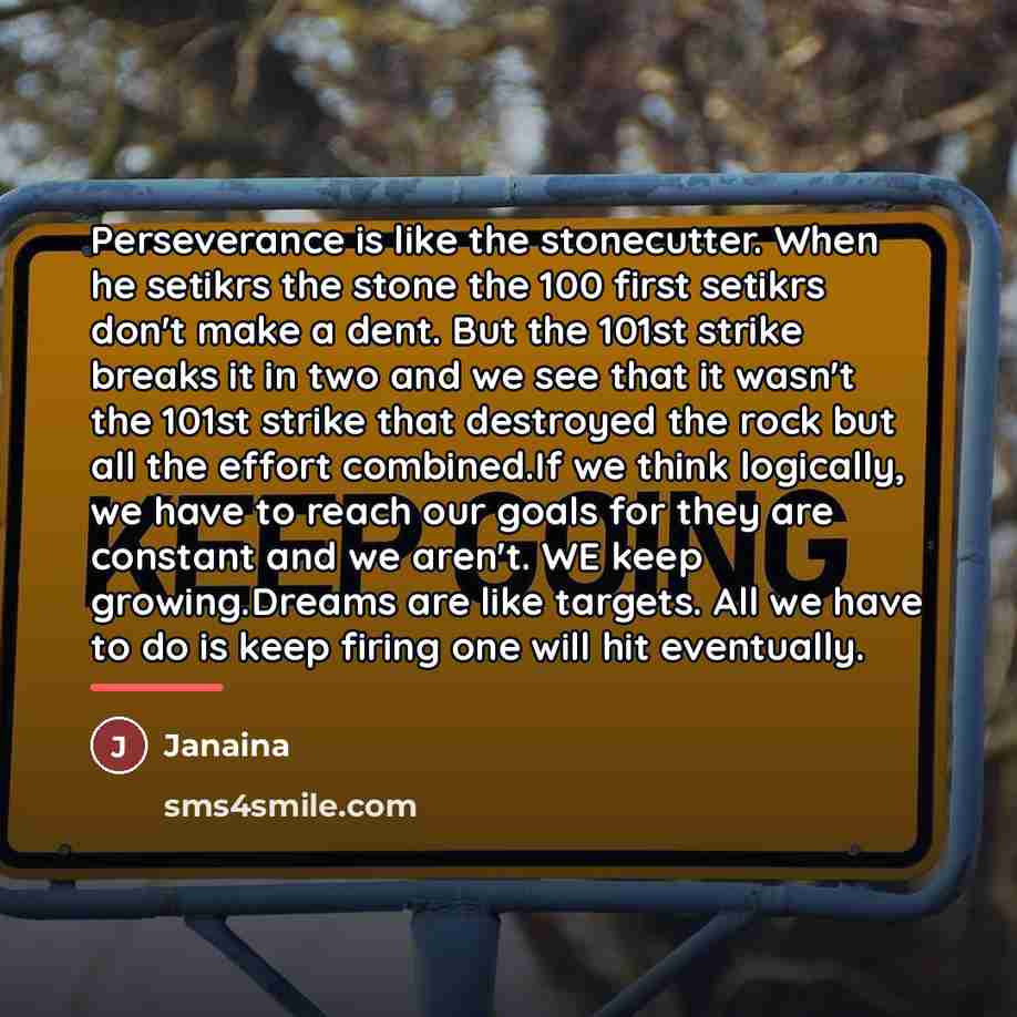 “Perseverance is like the stonecutter. When he setikrs the stone…” quote by Janaina