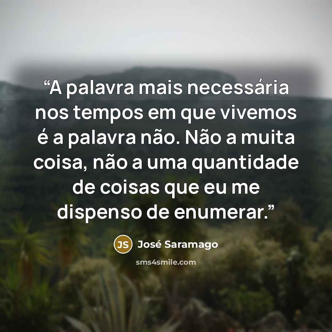 “A palavra mais necessária nos tempos em que vivemos é a palavra não. Não a muita coisa, não a uma quantidade de coisas que eu me dispenso de enumerar.” quote by José Saramago