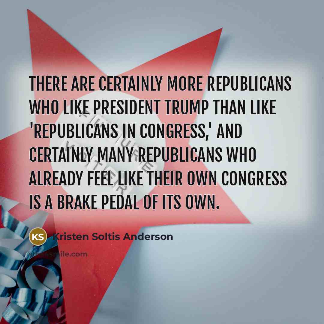 “There are certainly more Republicans who like President Trump than…” quote by Kristen Soltis Anderson