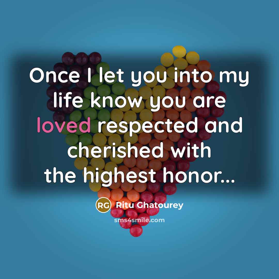 “Once I let you into my life know you are…” quote by Ritu Ghatourey