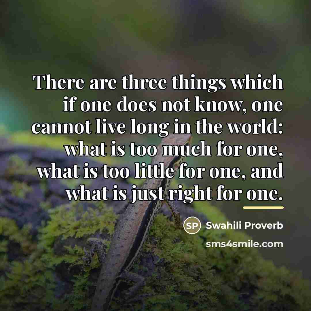 “There are three things which if one does not know,…” quote by Swahili Proverb