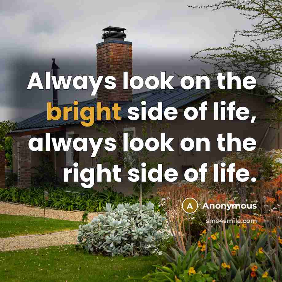 “Always look on the bright side of life, always look…” quote by Anonymous
