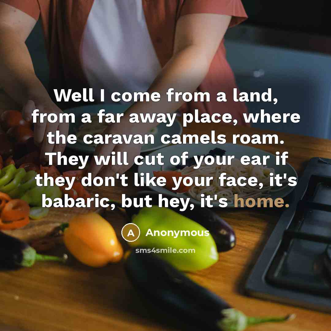 “Well I come from a land, from a far away…” quote by Anonymous