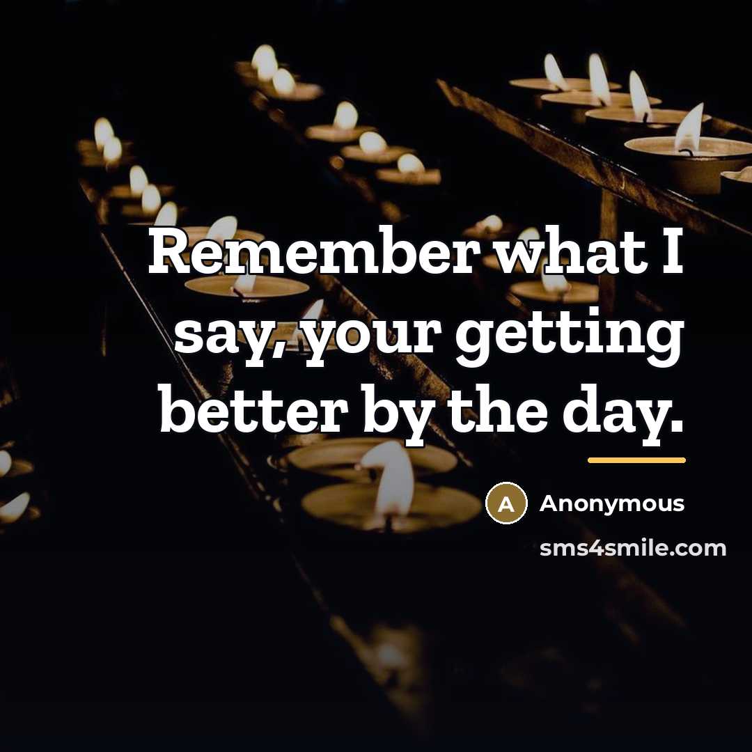 “Remember what I say, your getting better by the day.…” quote by Anonymous