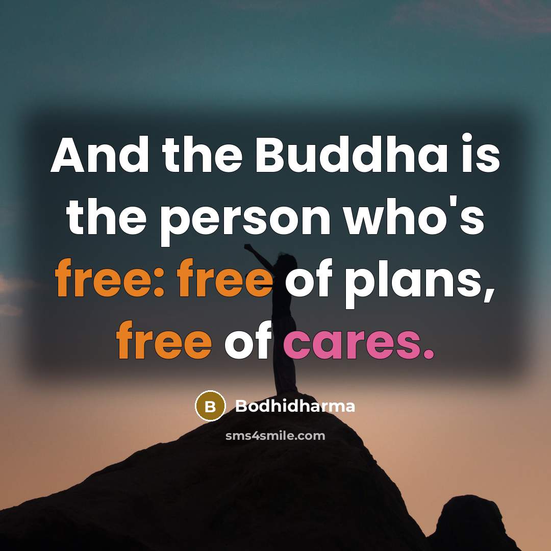 “And the Buddha is the person who's free: free of plans, free of cares.” quote by Bodhidharma