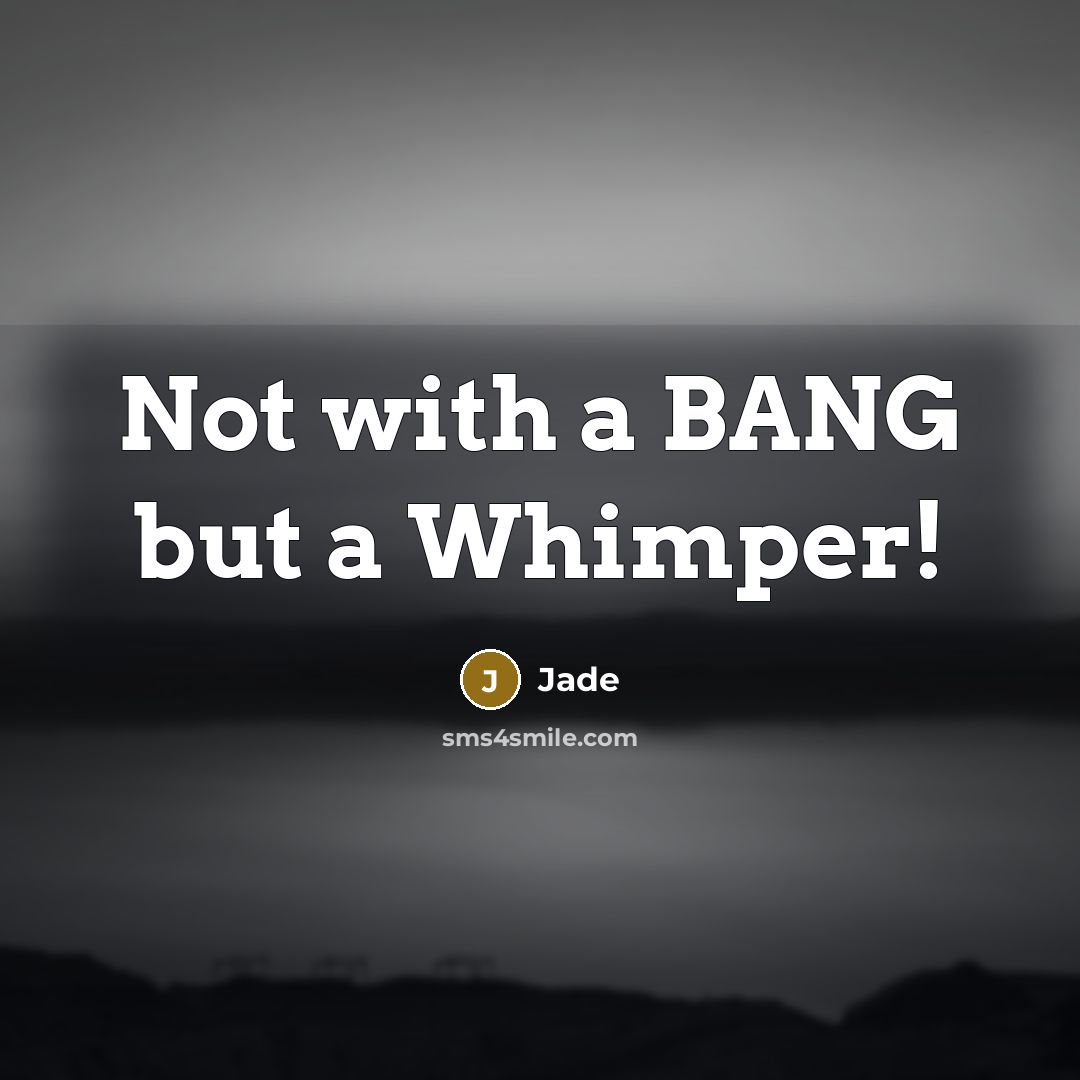 “Not with a BANG but a Whimper!” quote by Jade