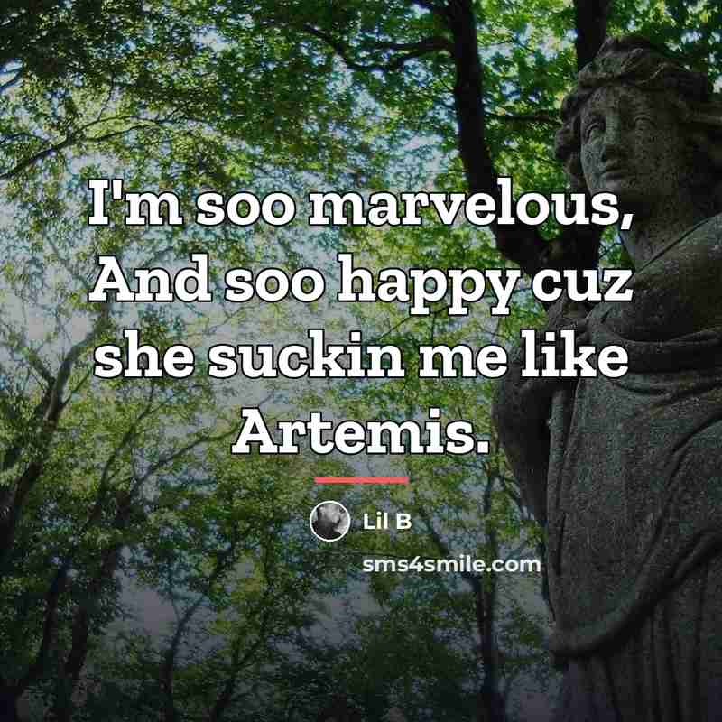 “I'm soo marvelous, And soo happy cuz she suckin me…” quote by Lil B