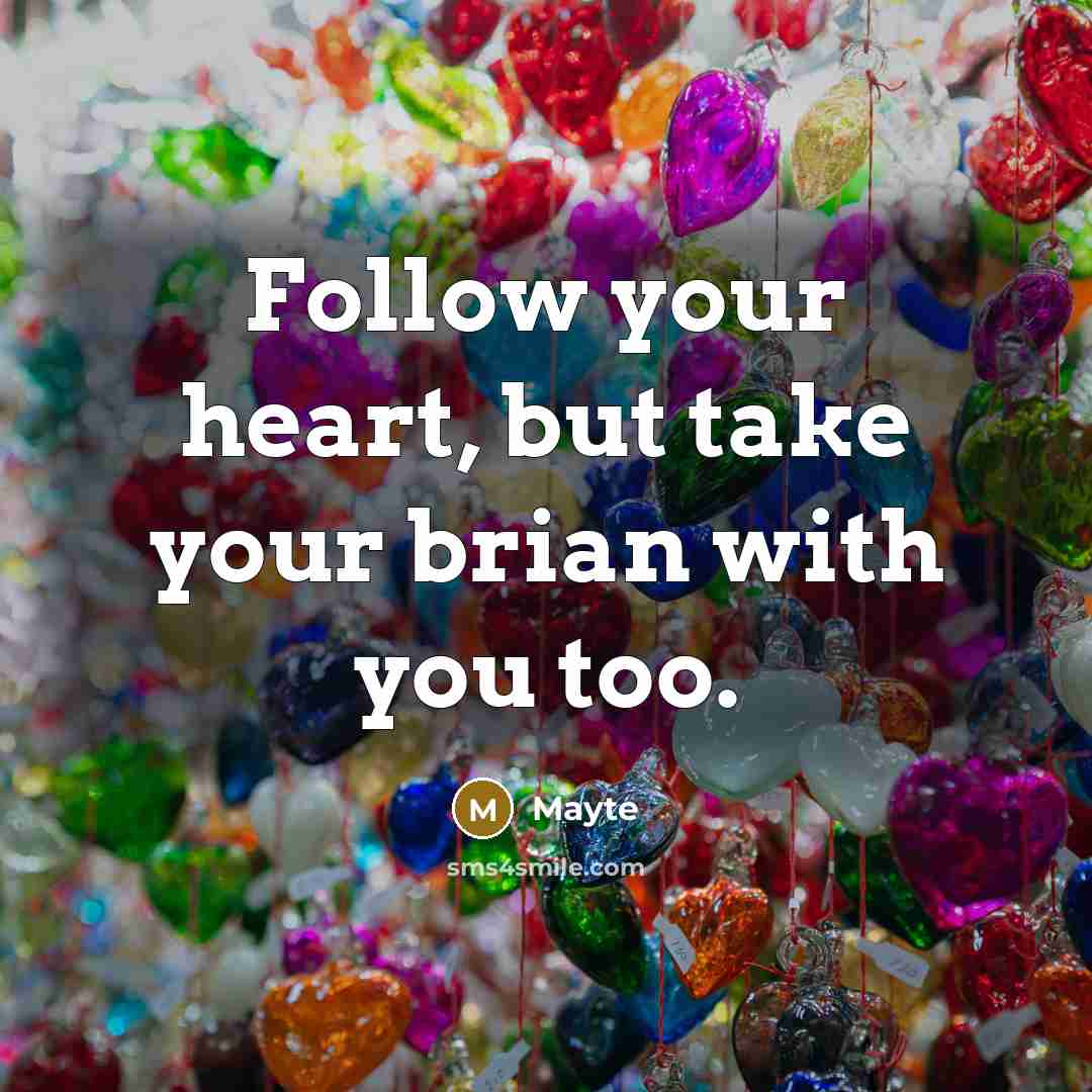 “Follow your heart, but take your brian with you too.…” quote by Mayte