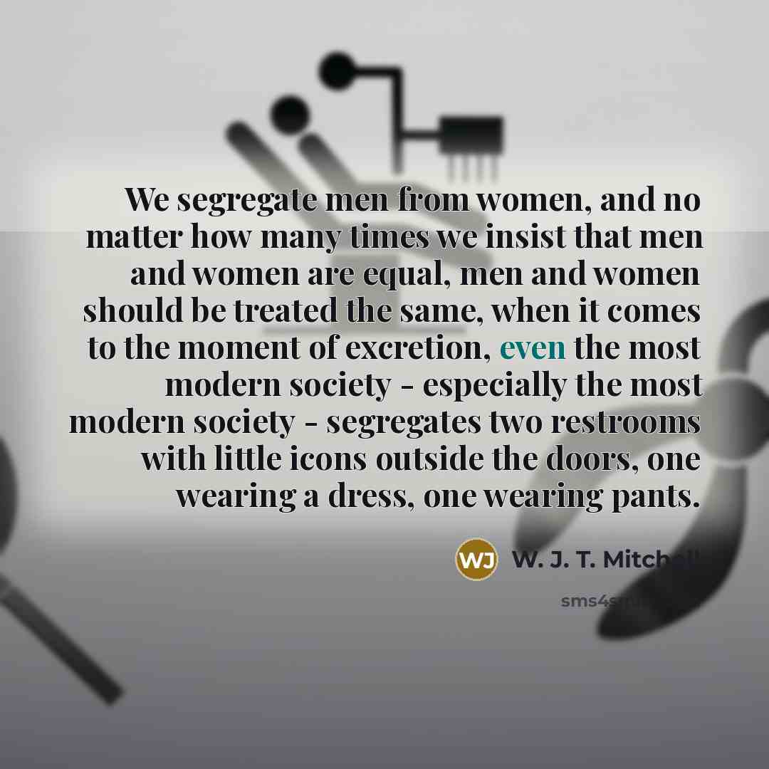 “We segregate men from women, and no matter how many…” quote by W. J. T. Mitchell