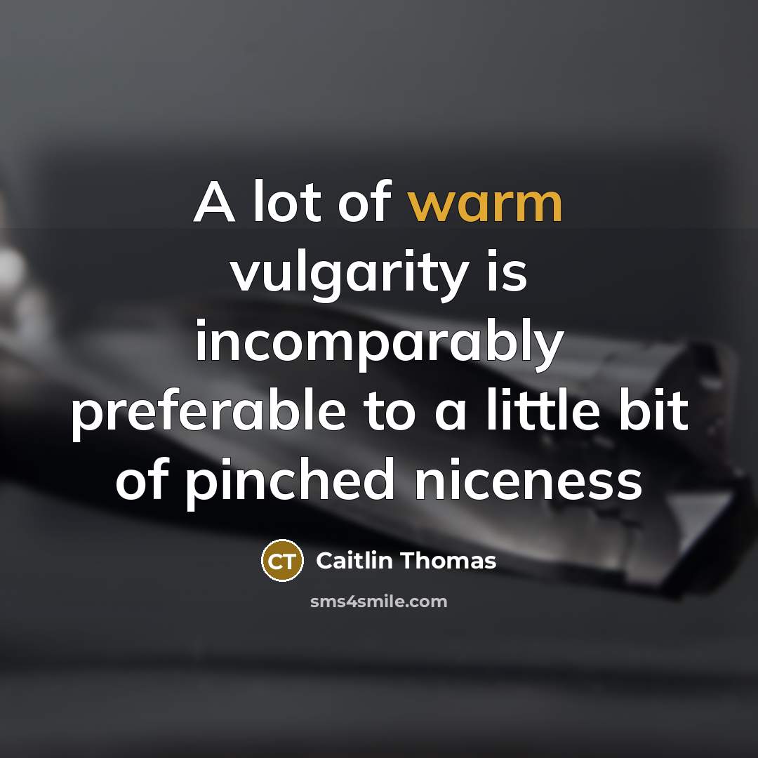 “A lot of warm vulgarity is incomparably preferable to a…” quote by Caitlin Thomas