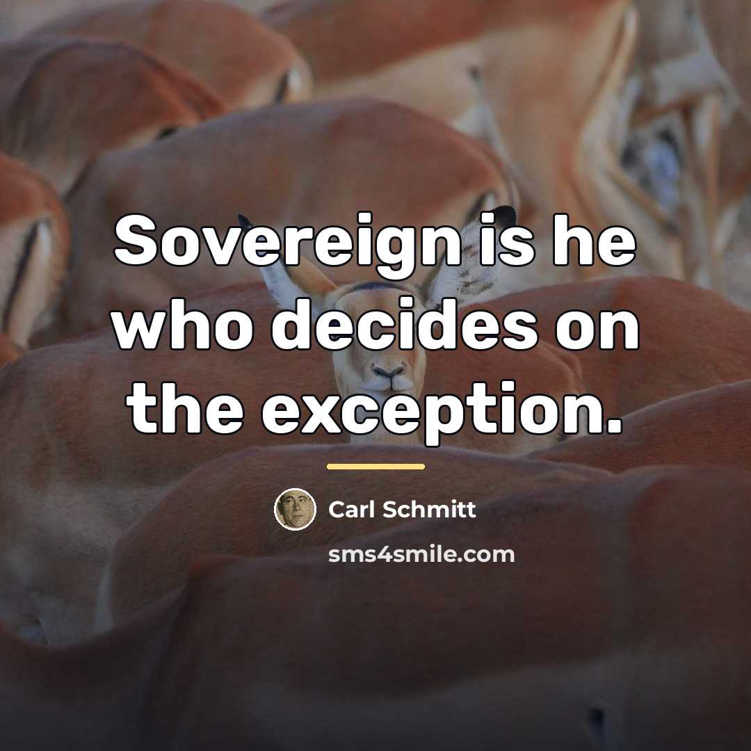 “Sovereign is he who decides on the exception.…” quote by Carl Schmitt