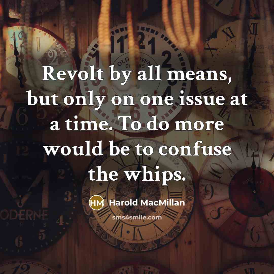 “Revolt by all means, but only on one issue at…” quote by Harold MacMillan