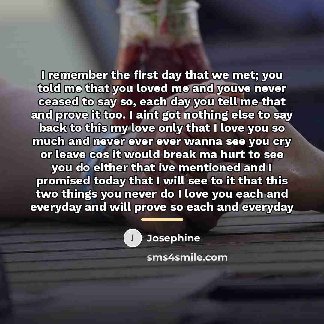 “I remember the first day that we met; you told…” quote by Josephine