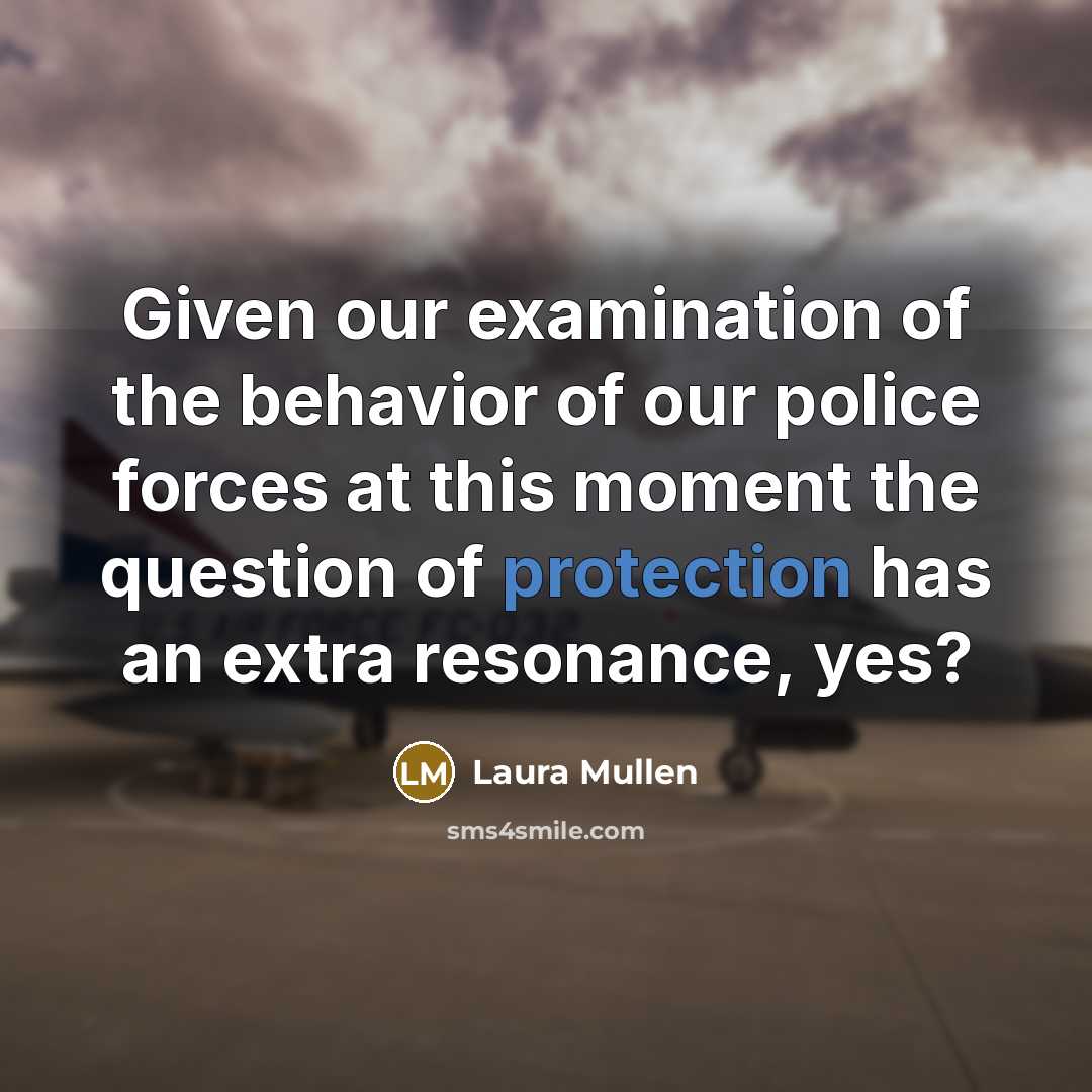 “Given our examination of the behavior of our police forces…” quote by Laura Mullen