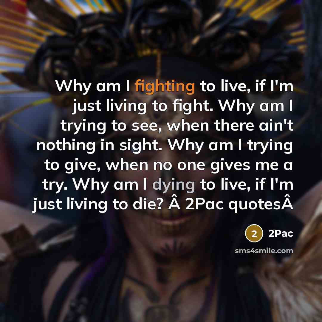 “Why am I fighting to live, if I'm just living…” quote by 2pac