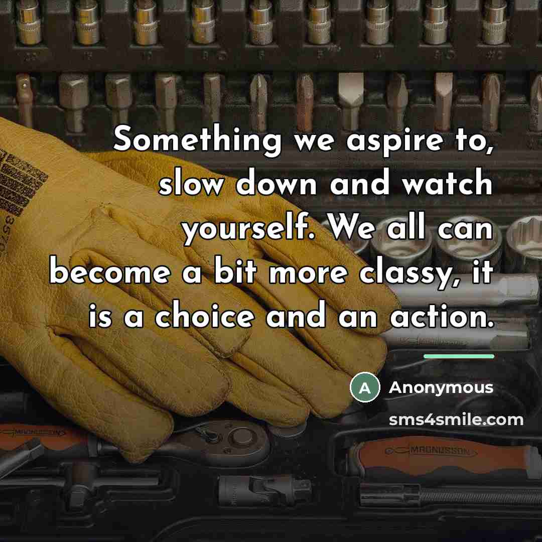 “Something we aspire to, slow down and watch yourself. We…” quote by Anonymous