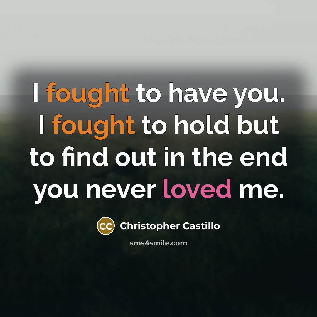 “I fought to have you. I fought to hold but…” quote by Christopher Castillo