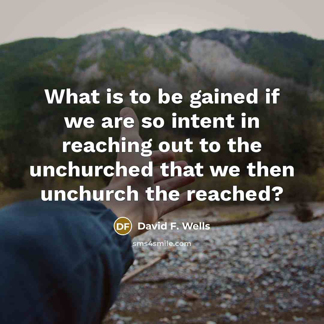 “What is to be gained if we are so intent…” quote by David F. Wells