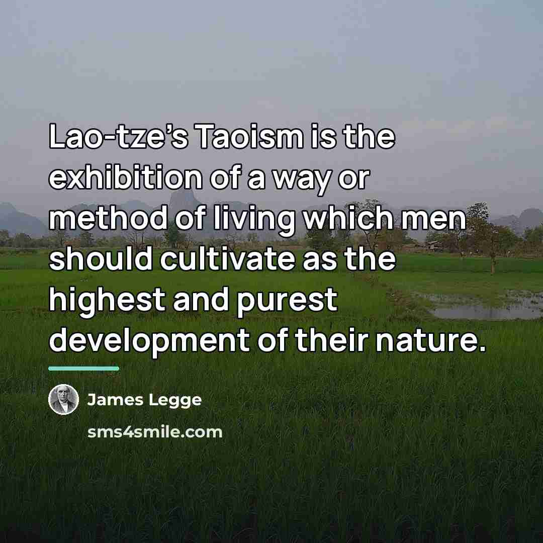 “Lao-tze's Taoism is the exhibition of a way or method…” quote by James Legge