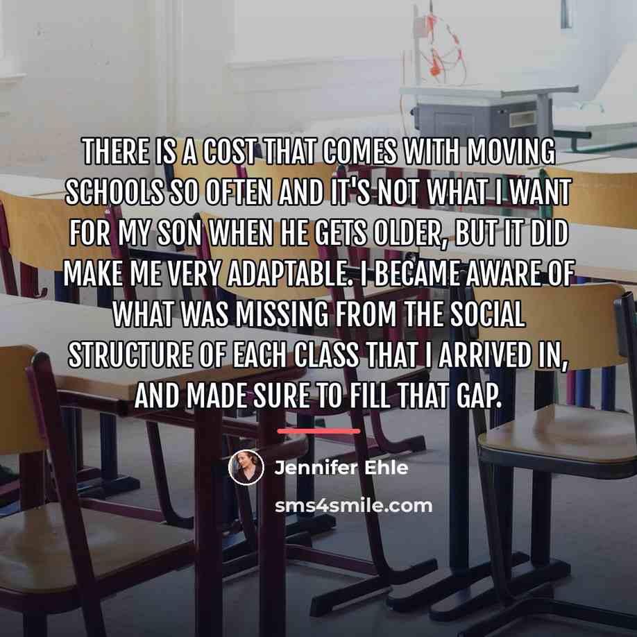 “There is a cost that comes with moving schools so…” quote by Jennifer Ehle