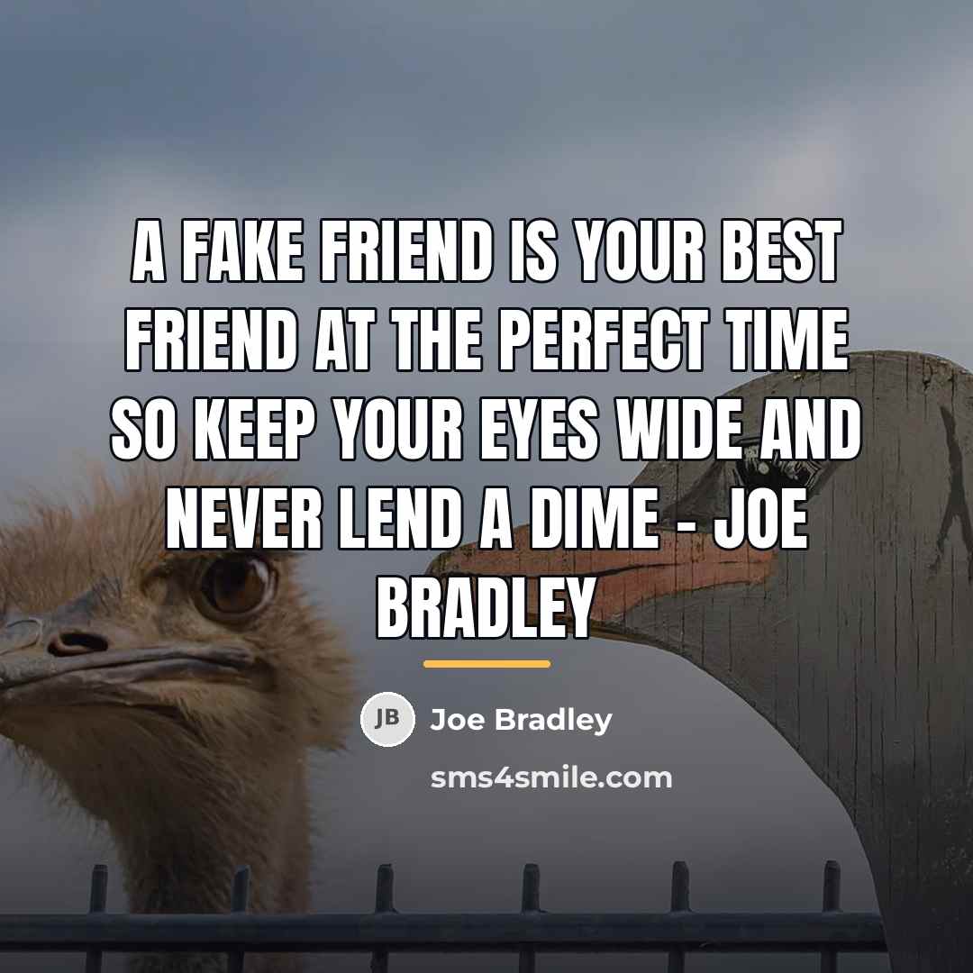 “A fake friend is your best friend at the perfect…” quote by Joe Bradley