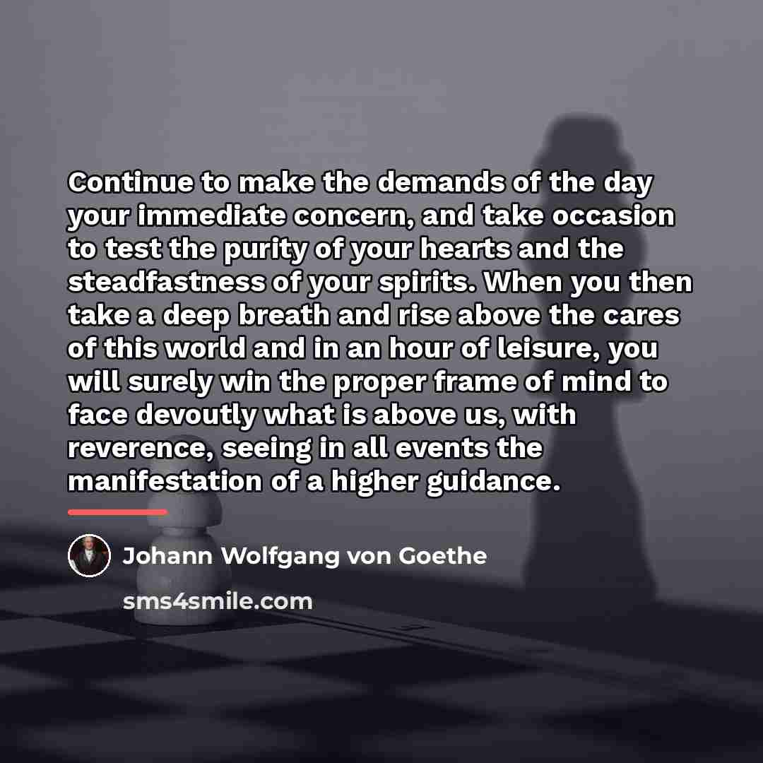“Continue to make the demands of the day your immediate…” quote by Johann Wolfgang von Goethe