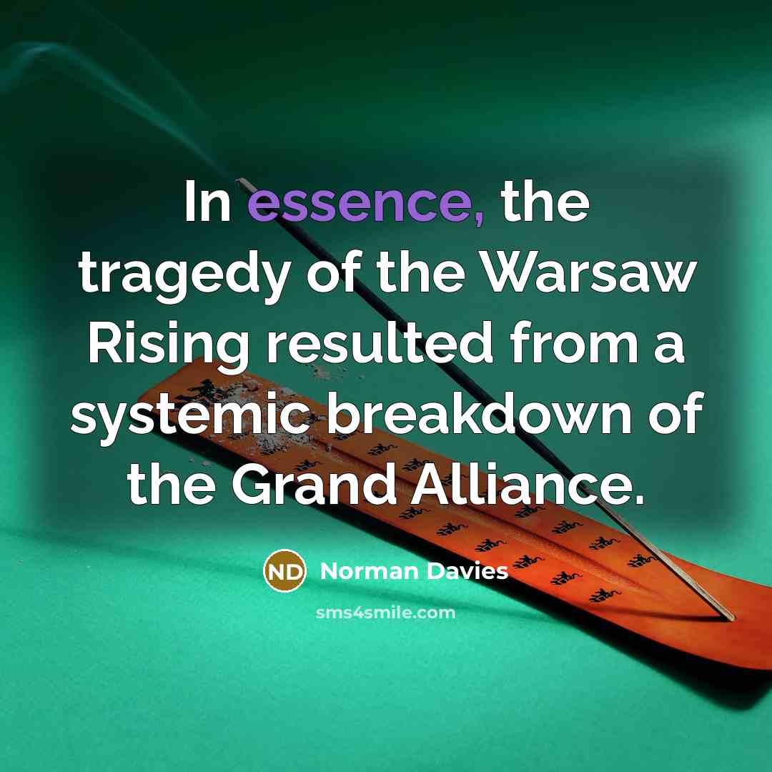 “In essence, the tragedy of the Warsaw Rising resulted from…” quote by Norman Davies