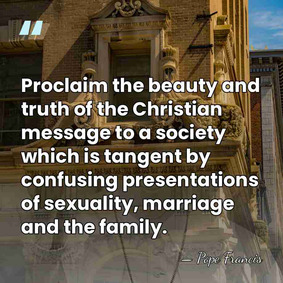 Proclaim the beauty and truth of the Christian message to a society&hellip; - Pope Francis