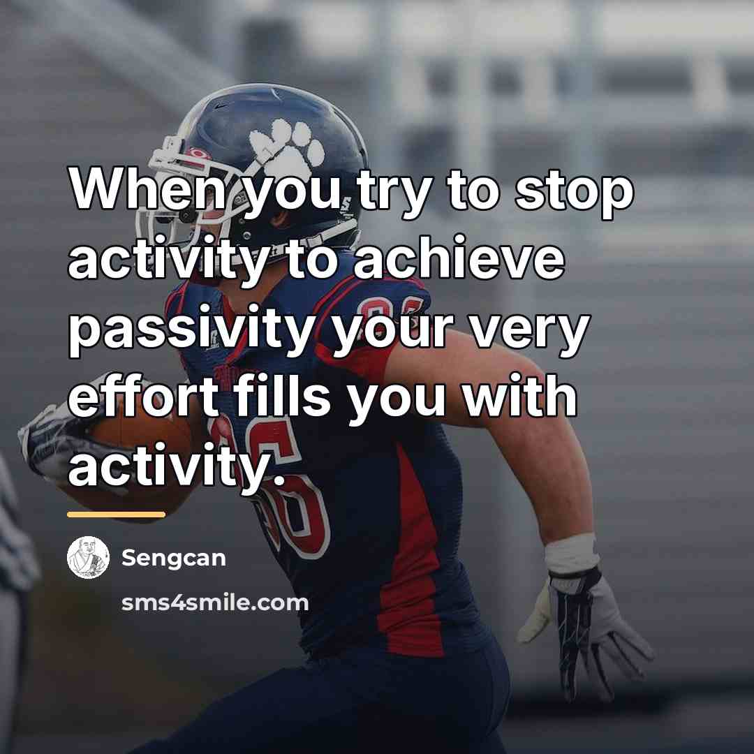 “When you try to stop activity to achieve passivity your…” quote by Sengcan