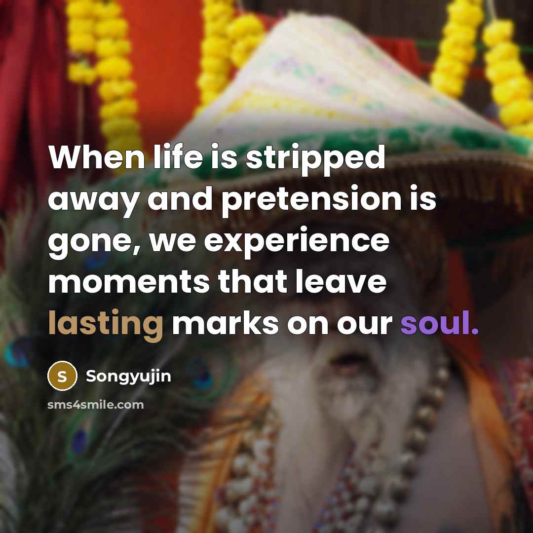“When life is stripped away and pretension is gone, we…” quote by Songyujin