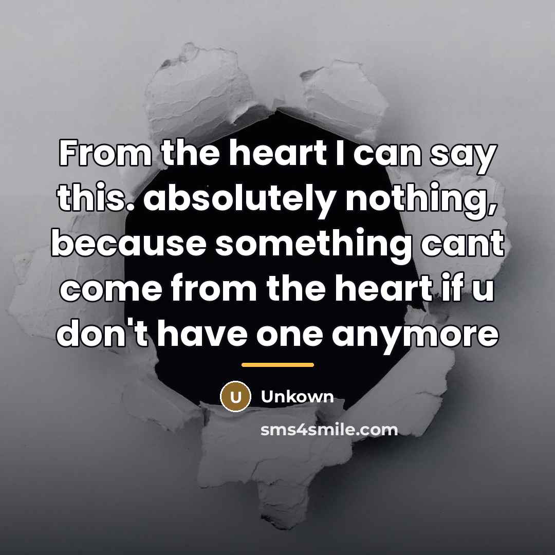 “From the heart I can say this. absolutely nothing, because…” quote by Unkown