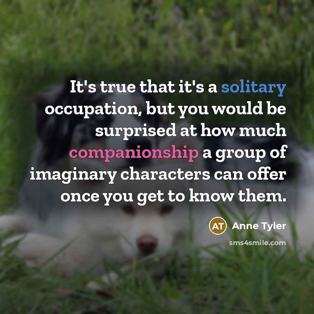 “It's true that it's a solitary occupation, but you would…” quote by Anne Tyler