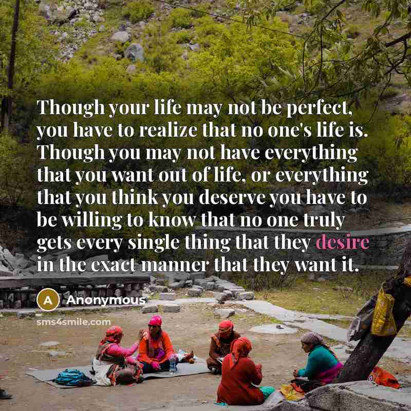“Though your life may not be perfect, you have to…” quote by Anonymous
