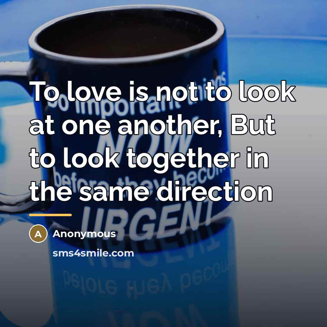 “To love is not to look at one another, But…” quote by Anonymous