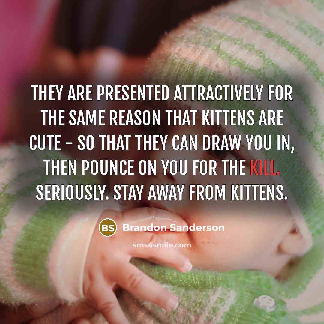 “They are presented attractively for the same reason that kittens…” quote by Brandon Sanderson