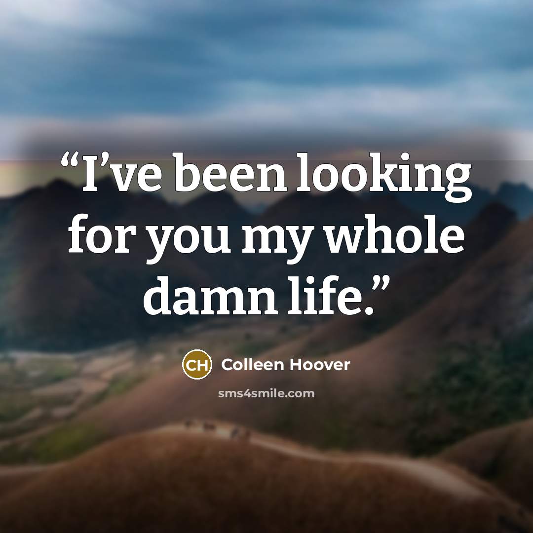 “I’ve been looking for you my whole damn life.” quote by Colleen Hoover