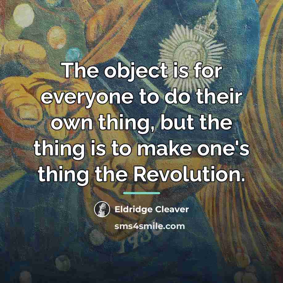 “The object is for everyone to do their own thing,…” quote by Eldridge Cleaver