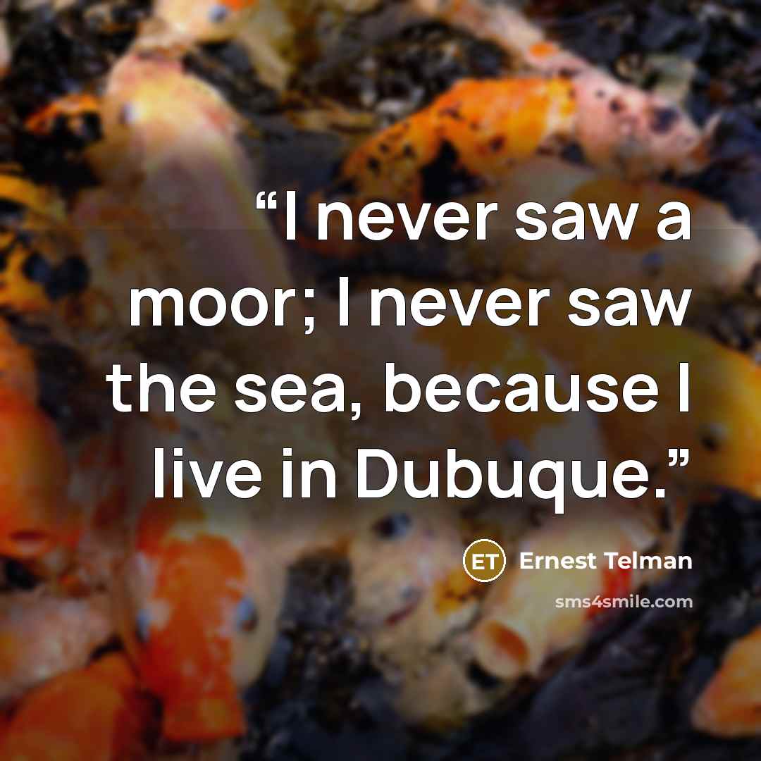 “I never saw a moor; I never saw the sea, because I live in Dubuque.” quote by Ernest Telman