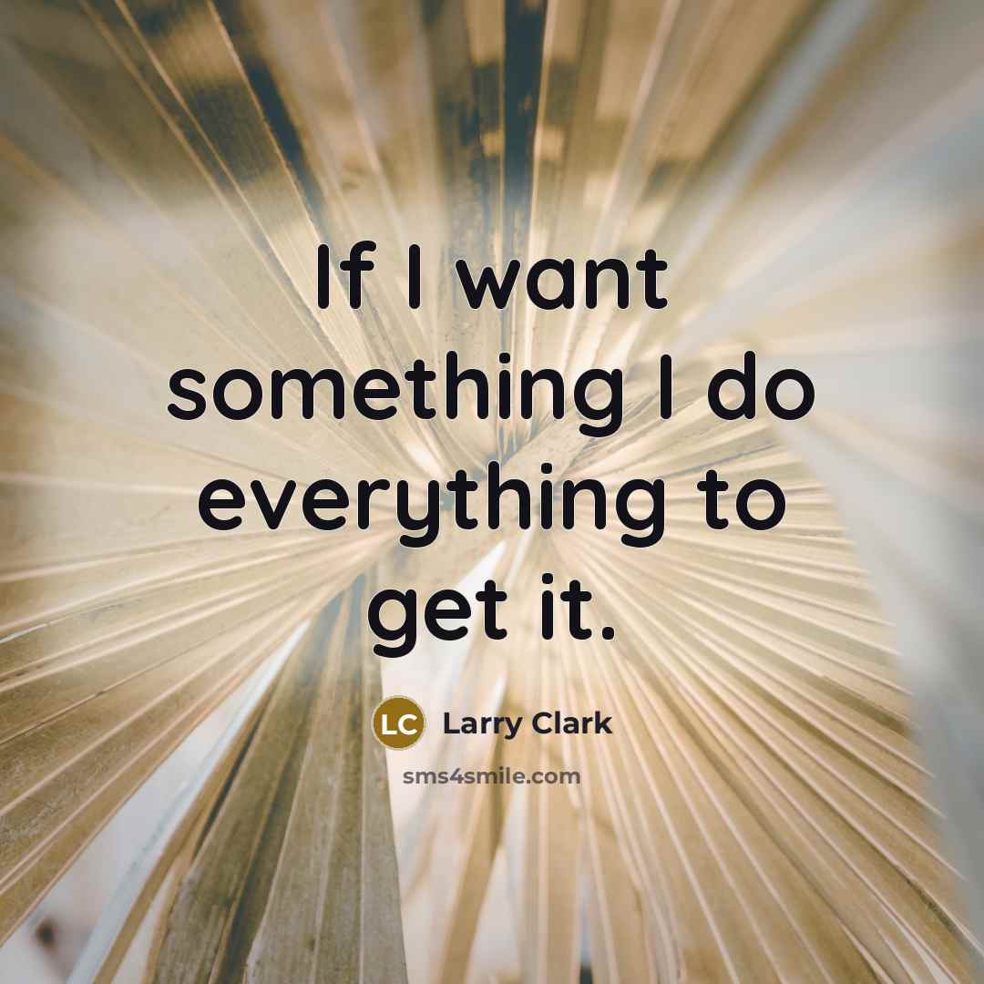 “If I want something I do everything to get it.…” quote by Larry Clark