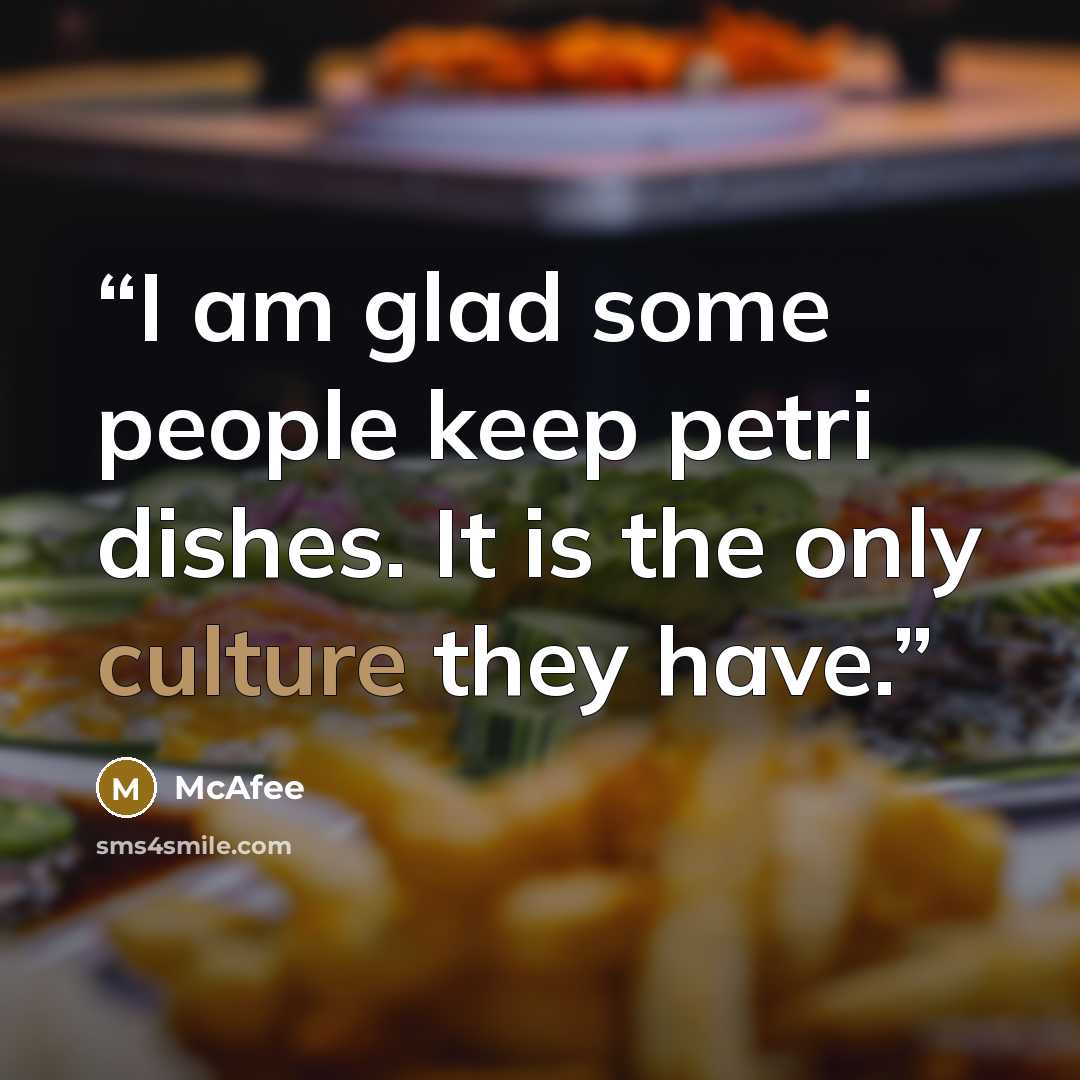“I am glad some people keep petri dishes. It is the only culture they have.” quote by McAfee