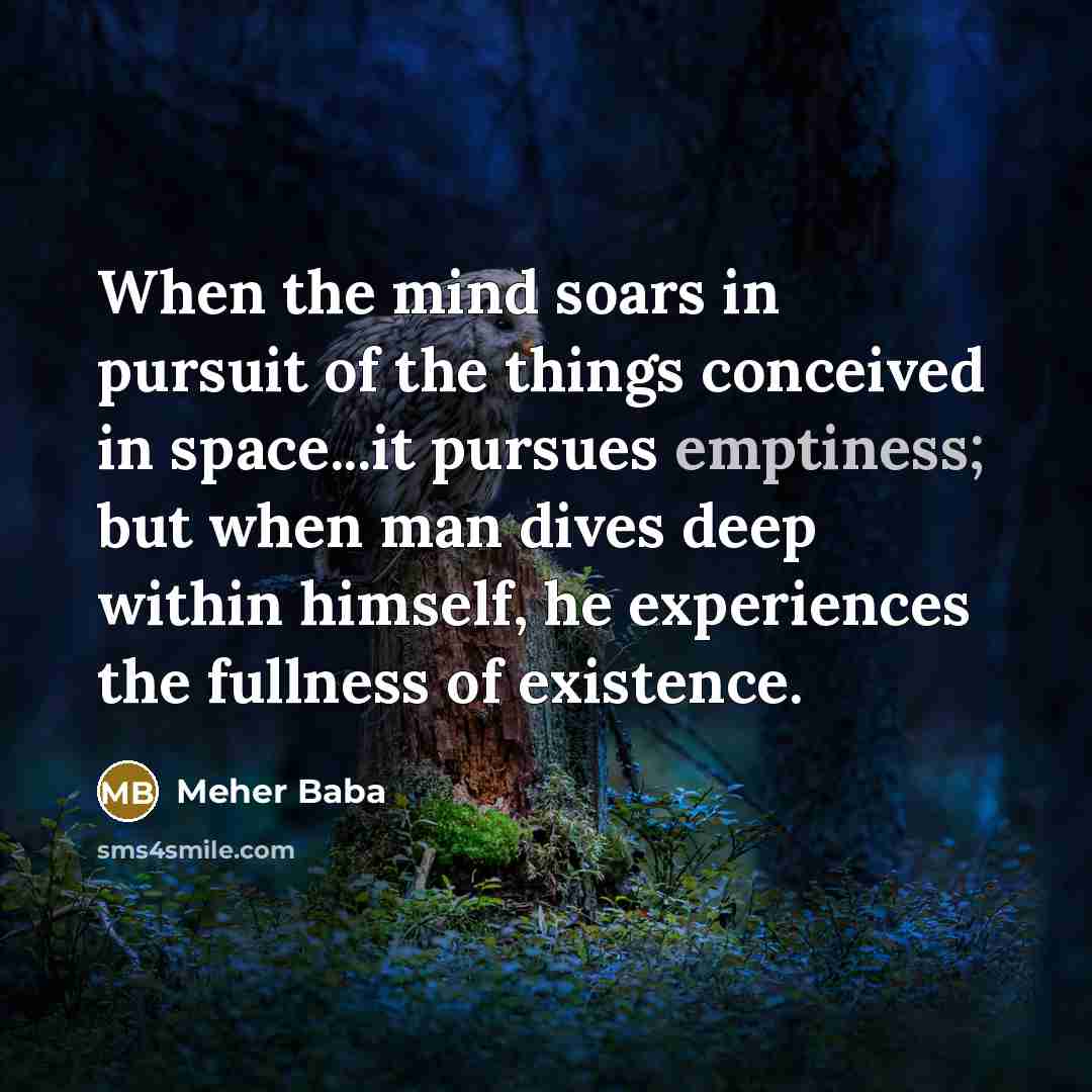 “When the mind soars in pursuit of the things conceived…” quote by Meher Baba