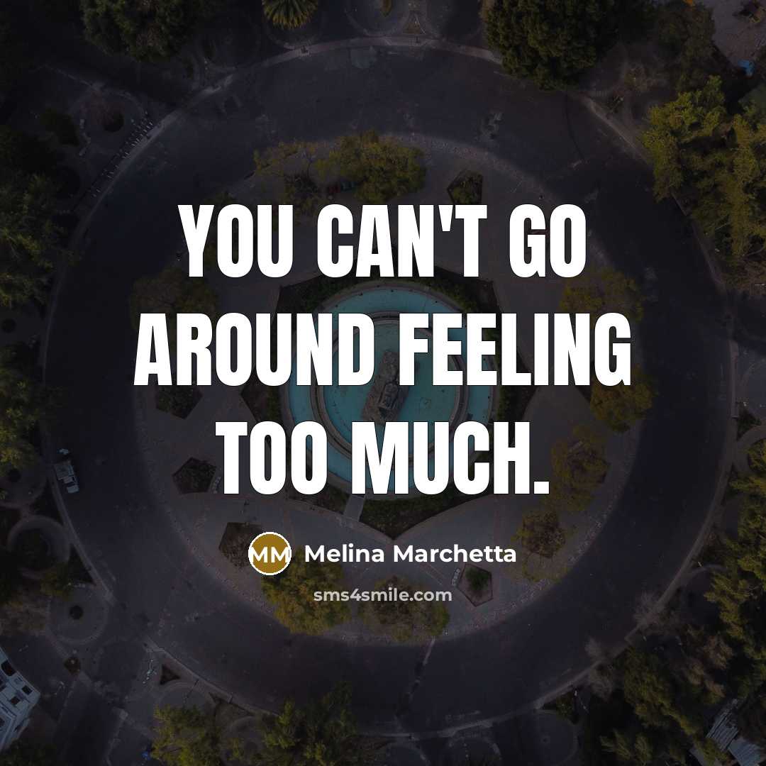 “You can't go around feeling too much.…” quote by Melina Marchetta
