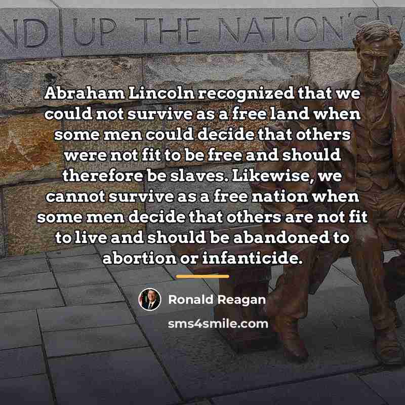 “Abraham Lincoln recognized that we could not survive as a…” quote by Ronald Reagan