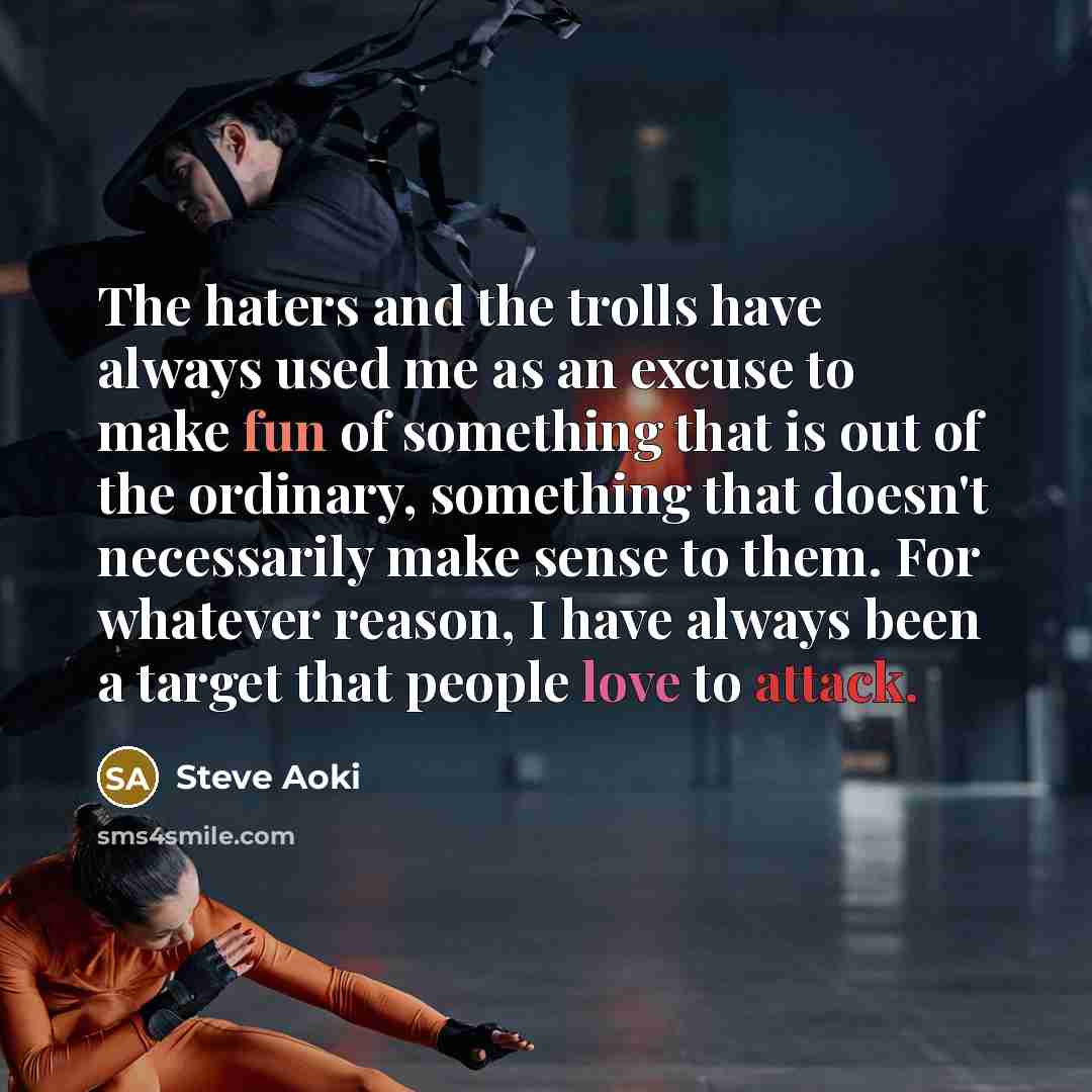 “The haters and the trolls have always used me as…” quote by Steve Aoki