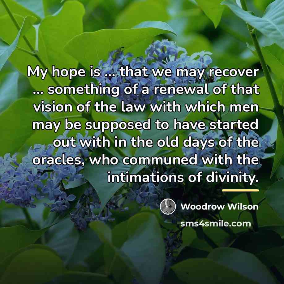 “My hope is ... that we may recover ... something…” quote by Woodrow Wilson